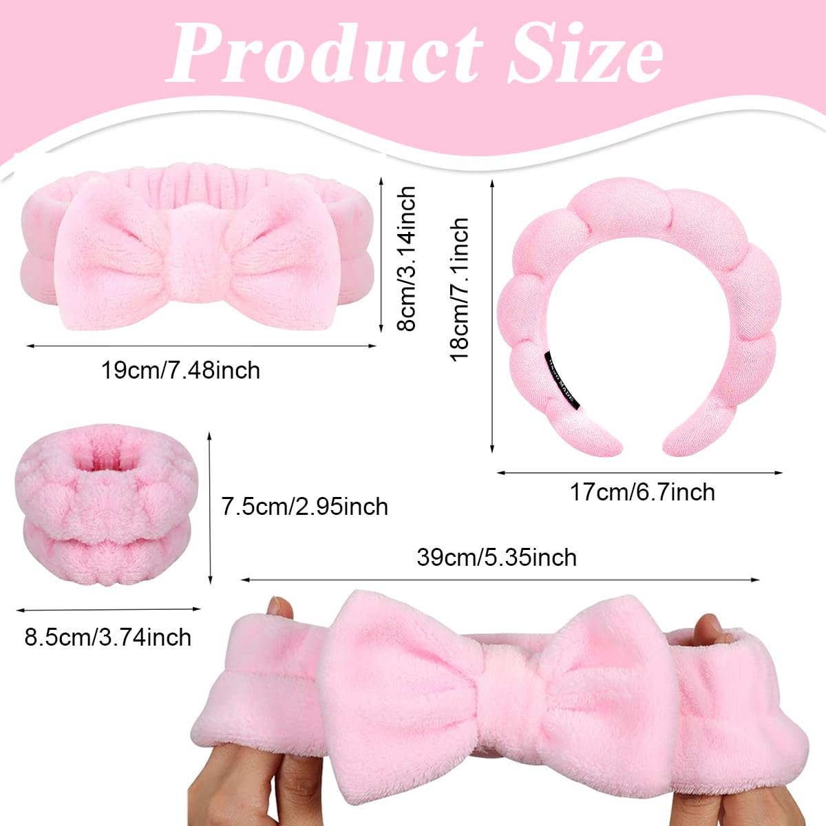 MAYCREATE® Face Wash Headband Wristband Set of 4Pcs Facial Headband for Face Washing Flannel Wristband Hair Band Combo for Makeup, Spa Headband for Women Sunflower Edge Sponge Headband, Pink MAYCREATE® Face Wash Headband Wristband Set of 4Pcs Facial Headband for Face Washing Flannel Wristband Hair Band Combo for Makeup, Spa Headband for Women Sunflower Edge Sponge Headband, Pink